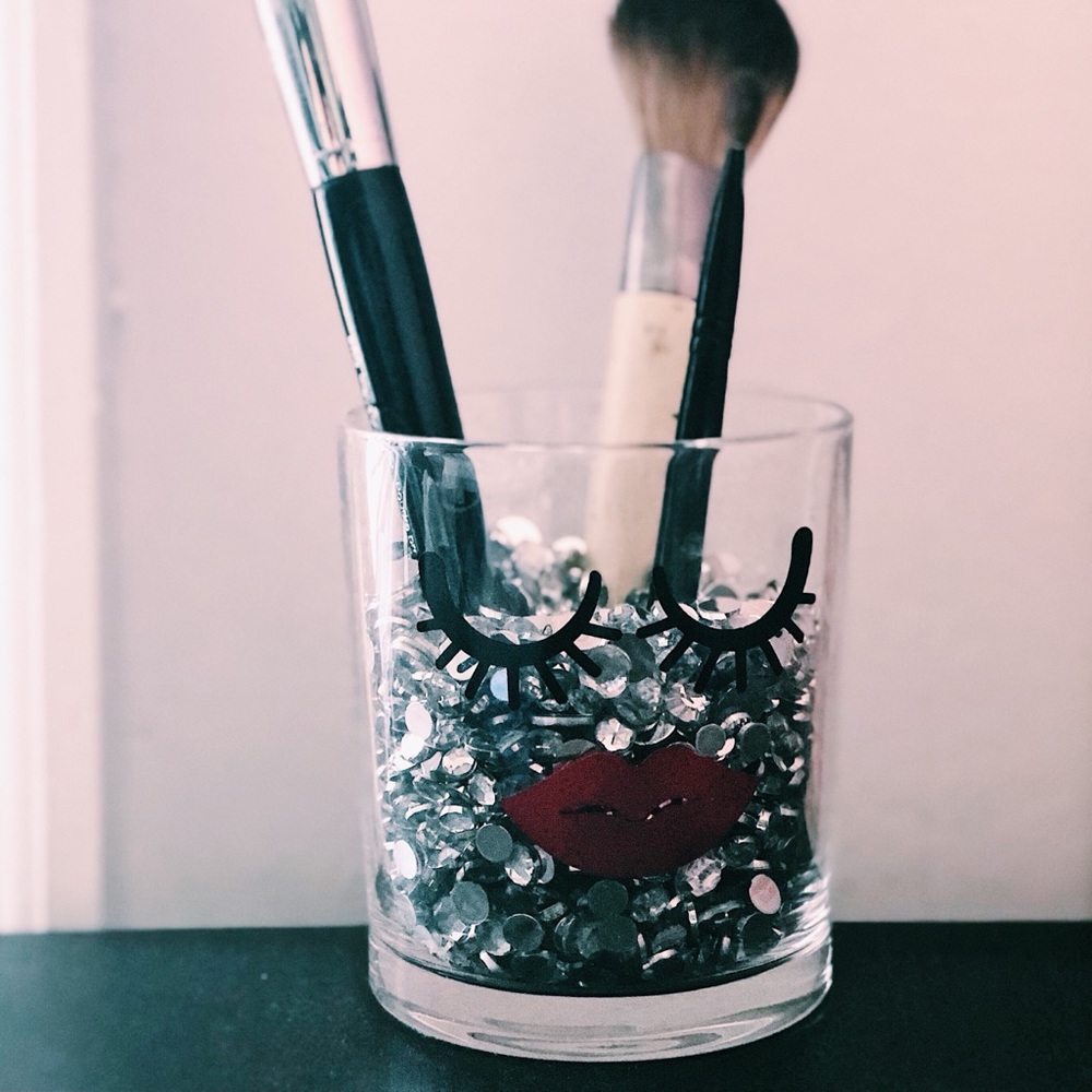 Custom made lipstick and lashes makeup holder